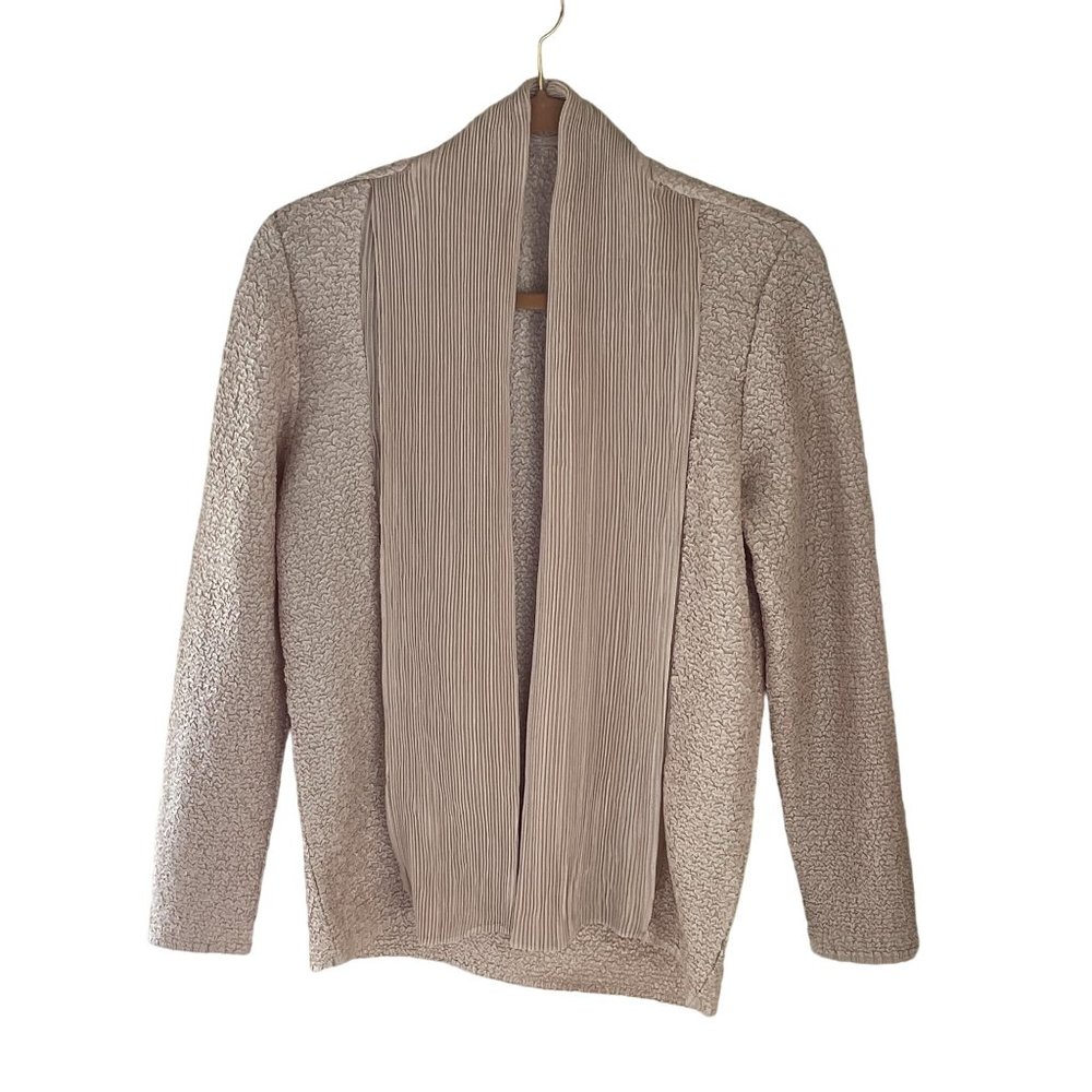 4/$25‎ Betas Choice Cardigan Crinkle Accordion Pleated Texture Gold Open Front